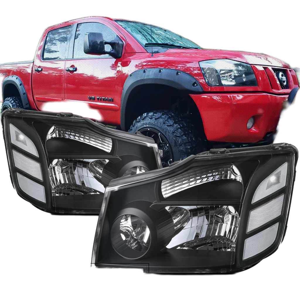 Factory Style Headlights (Black)<br>04-17 Nissan Armada, 04-15 Titan