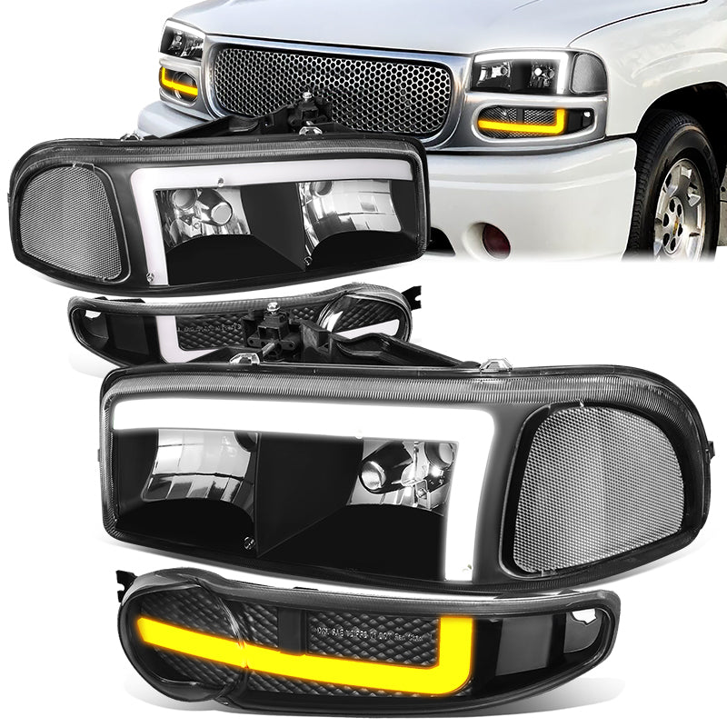 LED DRL Switchback Headlights<br>01-06 GMC Sierra 1500 Yukon Denali