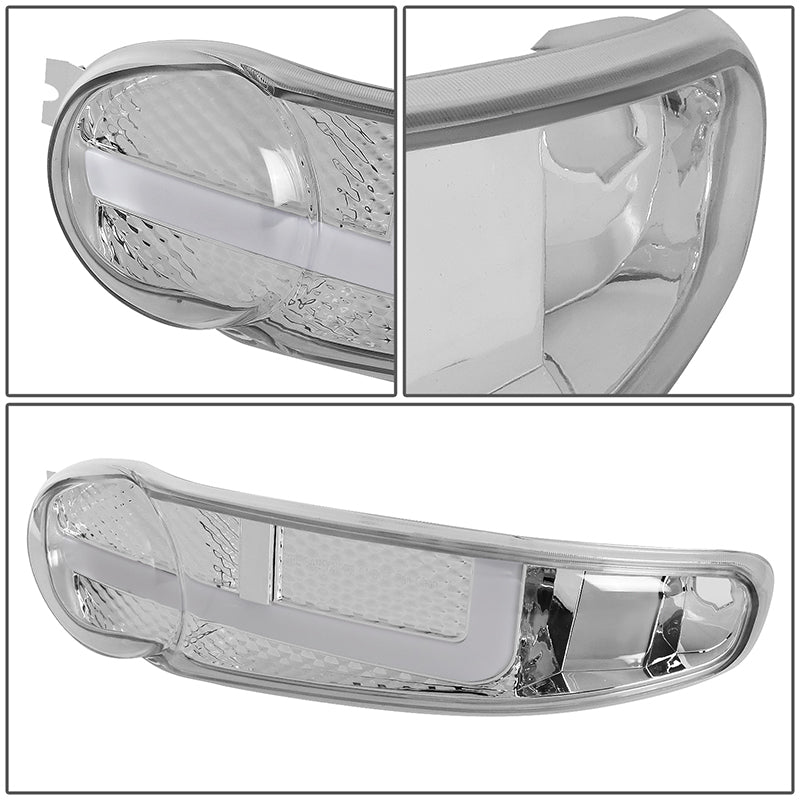 LED DRL Switchback Headlights<br>01-06 GMC Sierra 1500 Yukon Denali