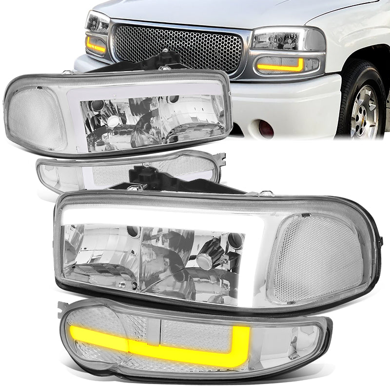 LED DRL Switchback Headlights<br>01-06 GMC Sierra 1500 Yukon Denali