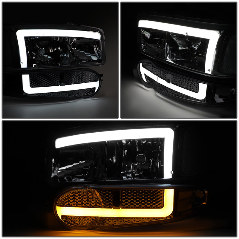 LED DRL Switchback Headlights<br>01-06 GMC Sierra 1500 Yukon Denali