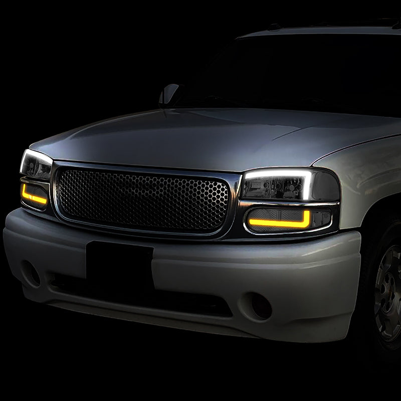 LED DRL Switchback Headlights<br>01-06 GMC Sierra 1500 Yukon Denali