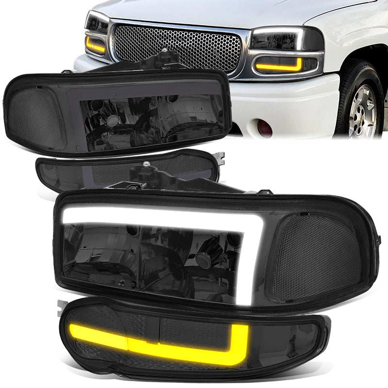 LED DRL Switchback Headlights<br>01-06 GMC Sierra 1500 Yukon Denali