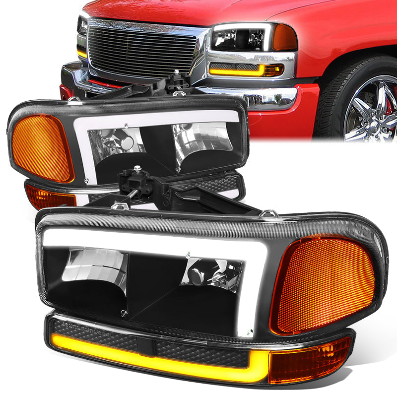 LED DRL Switchback Headlights<br>99-06 GMC Sierra 1500-3500 Yukon