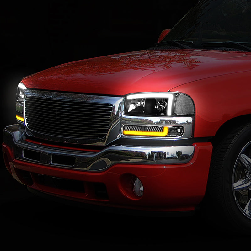 LED DRL Switchback Headlights<br>99-06 GMC Sierra 1500-3500 Yukon