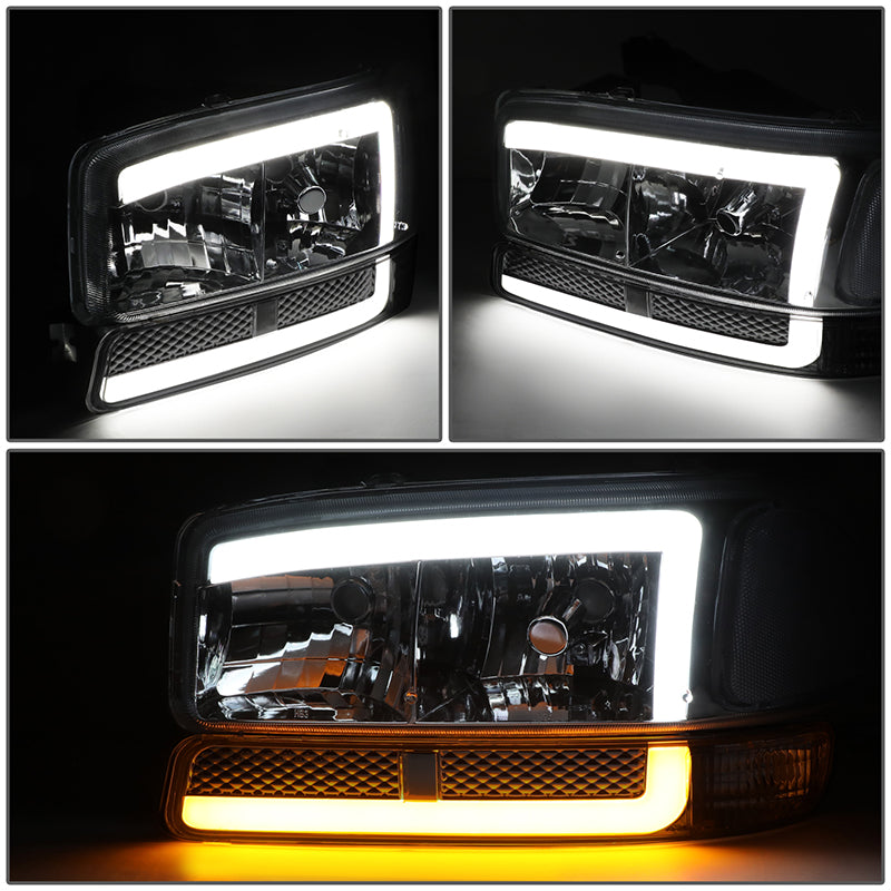 LED DRL Switchback Headlights<br>99-06 GMC Sierra 1500-3500 Yukon