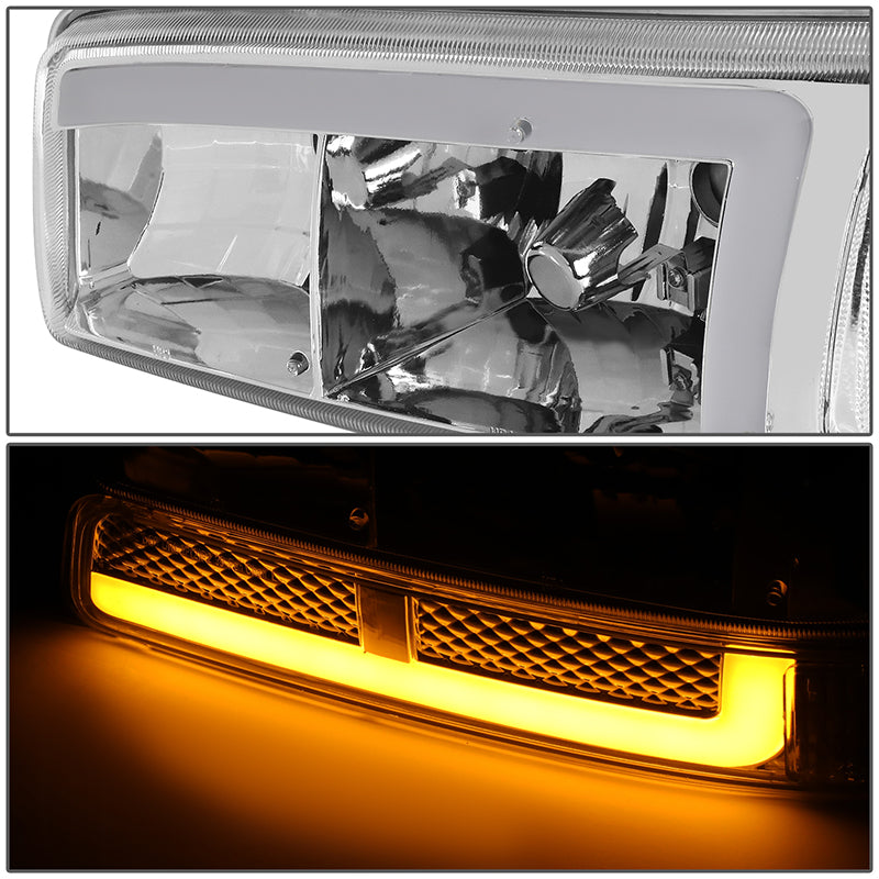 LED DRL Switchback Headlights<br>99-06 GMC Sierra 1500-3500 Yukon