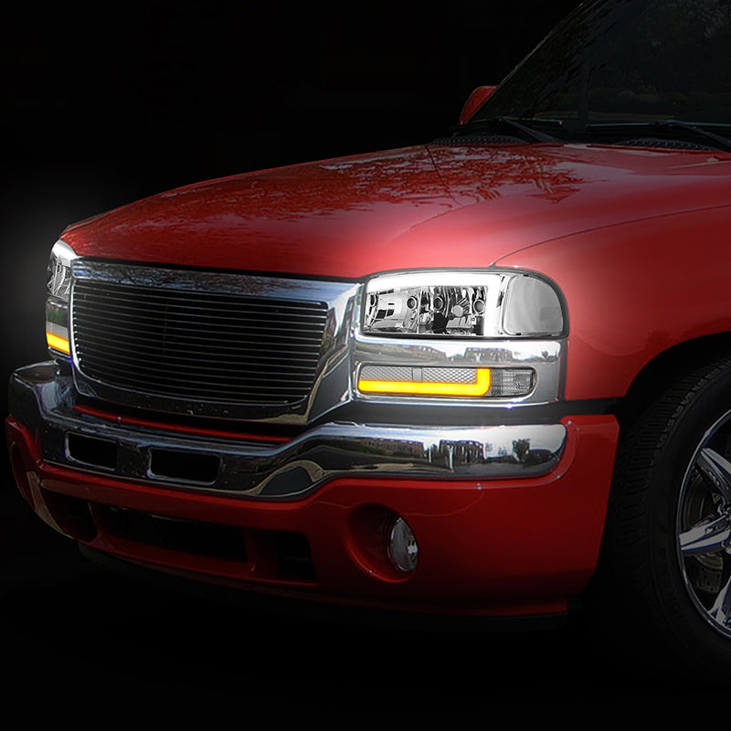 LED DRL Switchback Headlights<br>99-06 GMC Sierra 1500-3500 Yukon