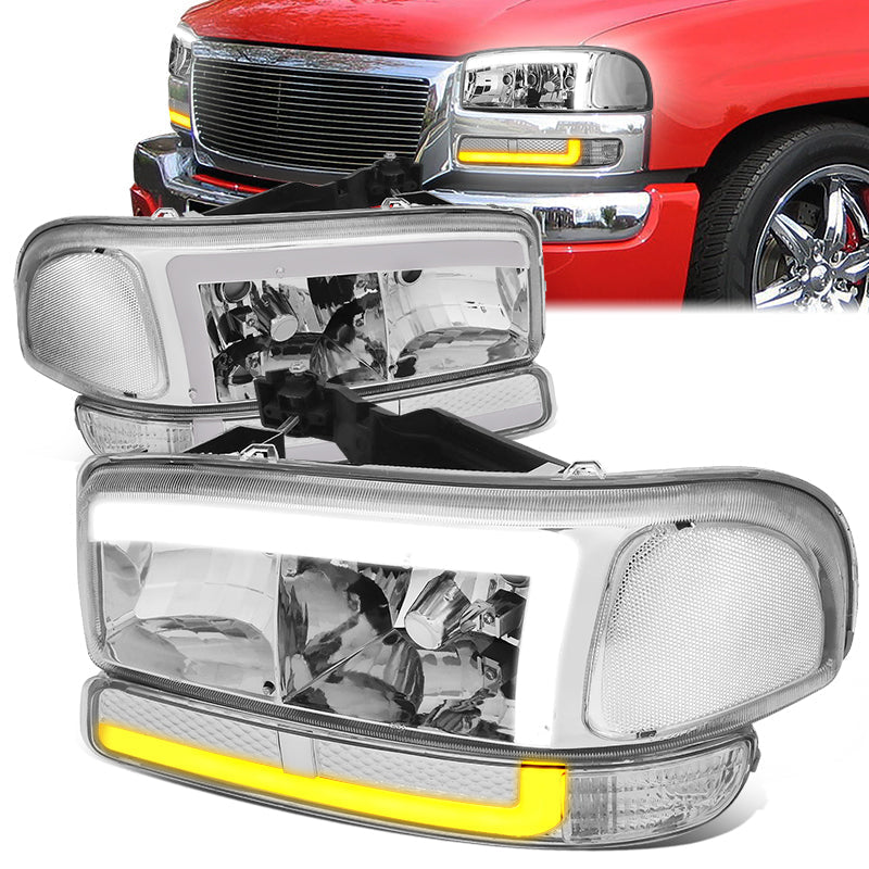 LED DRL Switchback Headlights<br>99-06 GMC Sierra 1500-3500 Yukon