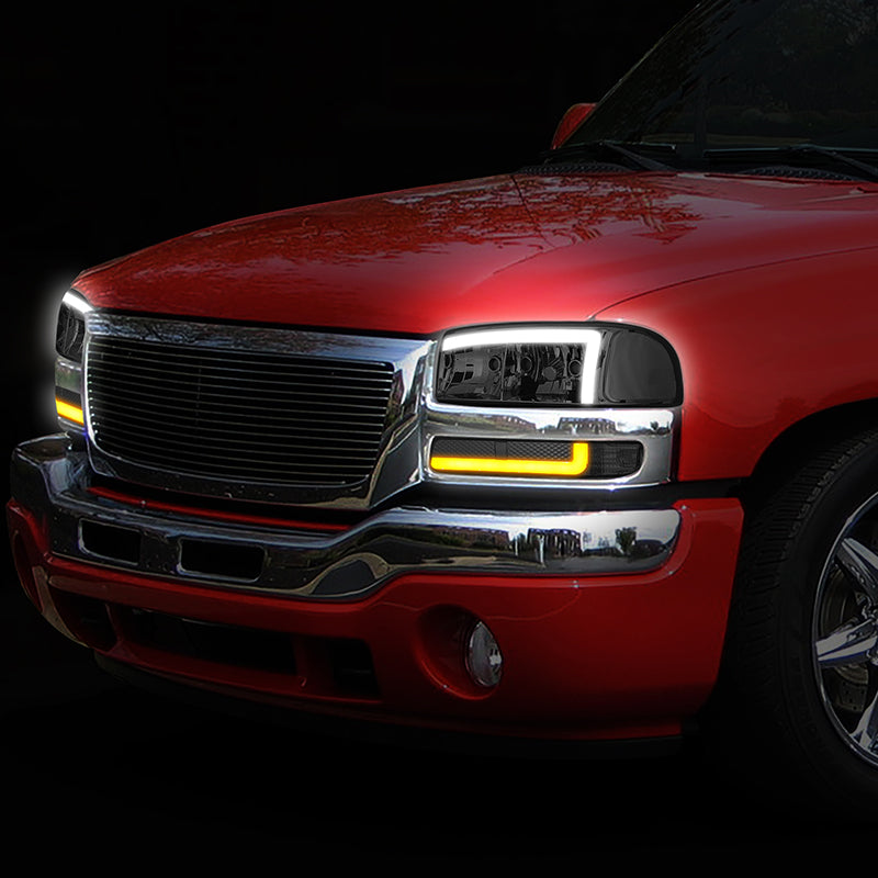 LED DRL Switchback Headlights<br>99-06 GMC Sierra 1500-3500 Yukon