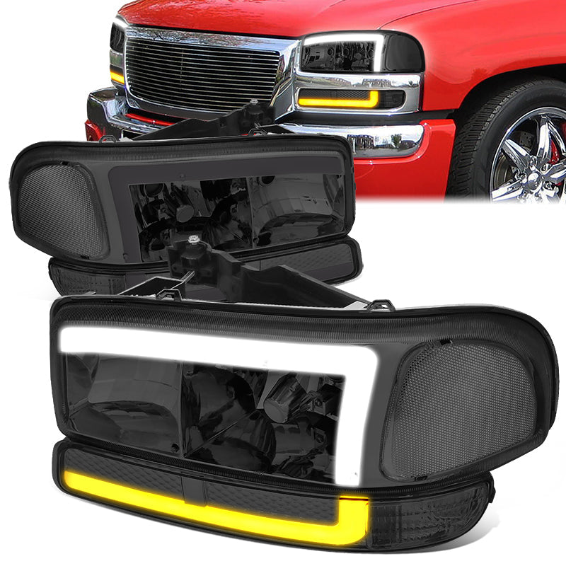 LED DRL Switchback Headlights<br>99-06 GMC Sierra 1500-3500 Yukon