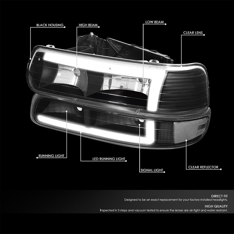 LED DRL Headlights<br>99-02 Chevy Silverado 1500-3500, 00-06 Suburban 1500 2500 Tahoe