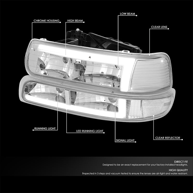 LED DRL Headlights<br>99-02 Chevy Silverado 1500-3500, 00-06 Suburban 1500 2500 Tahoe