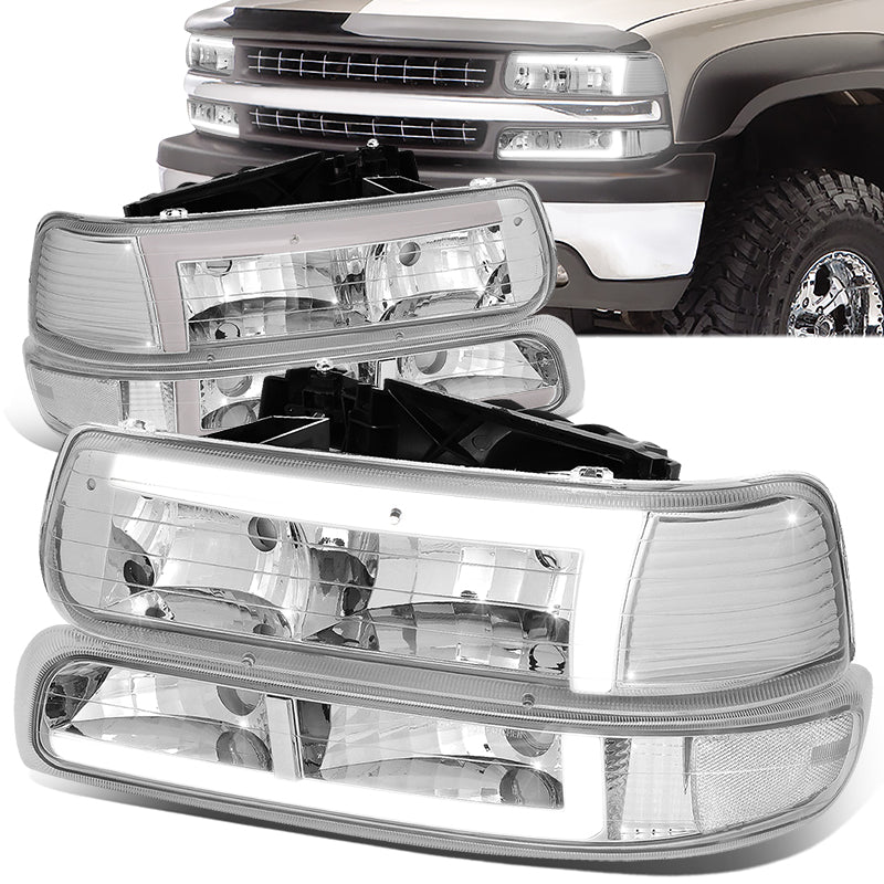 LED DRL Headlights<br>99-02 Chevy Silverado 1500-3500, 00-06 Suburban 1500 2500 Tahoe