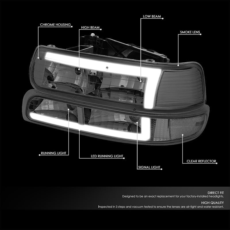 LED DRL Headlights<br>99-02 Chevy Silverado 1500-3500, 00-06 Suburban 1500 2500 Tahoe