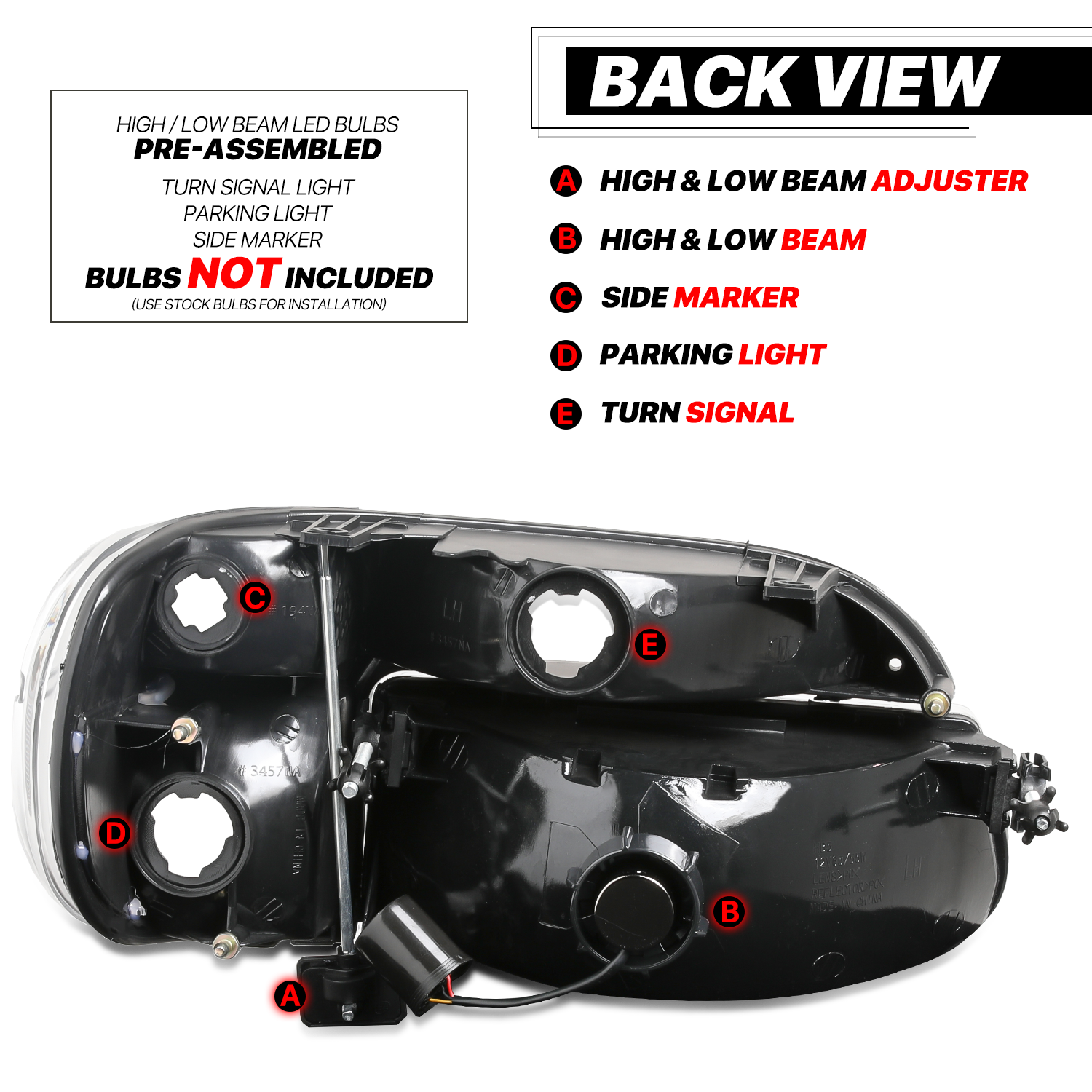 Factory Style Headlights w/LED Bulbs (Black)<br>95-01 Ford Explorer, 1997 Mountaineer