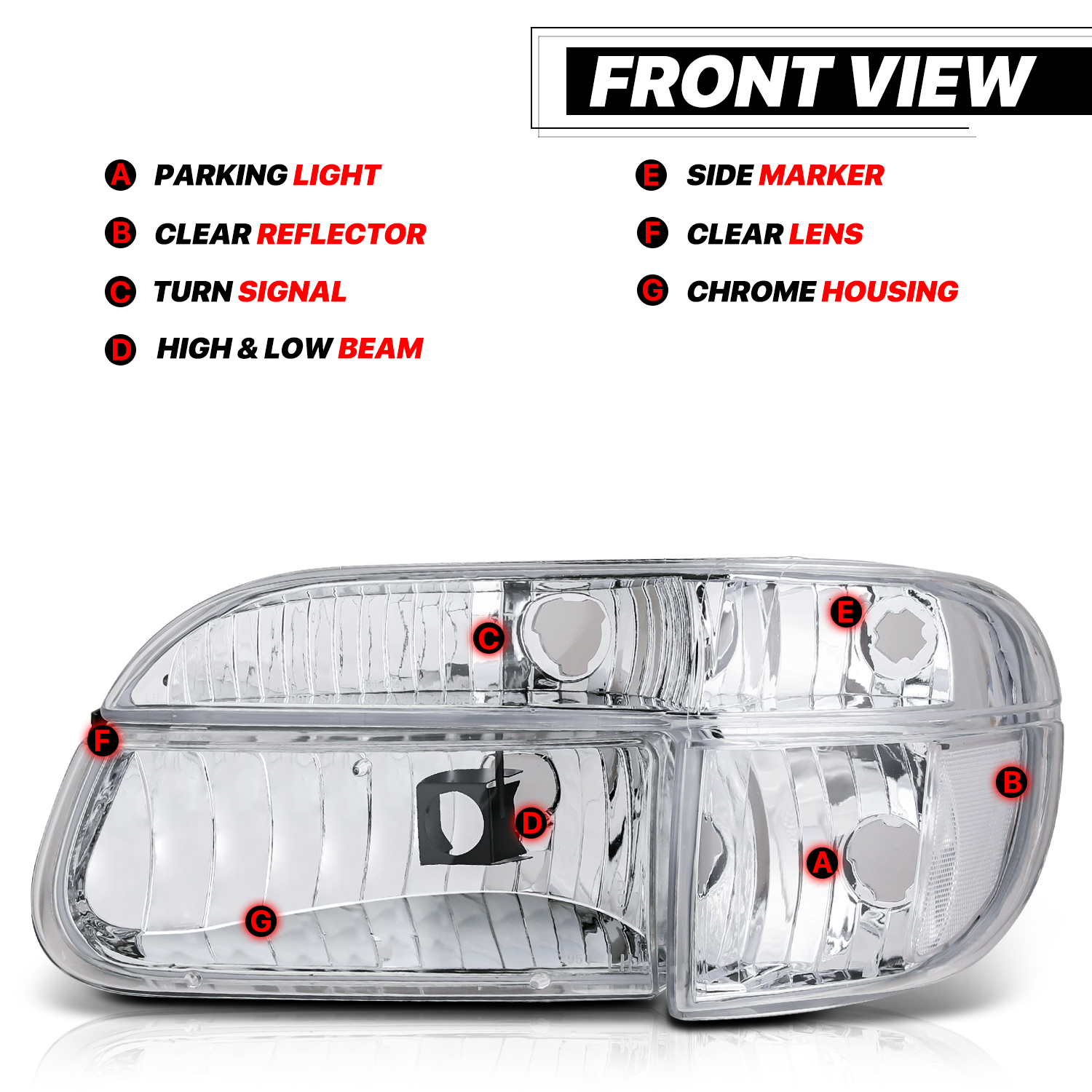 Factory Style Headlights (Chrome)<br>95-01 Ford Explorer, 1997 Mountaineer