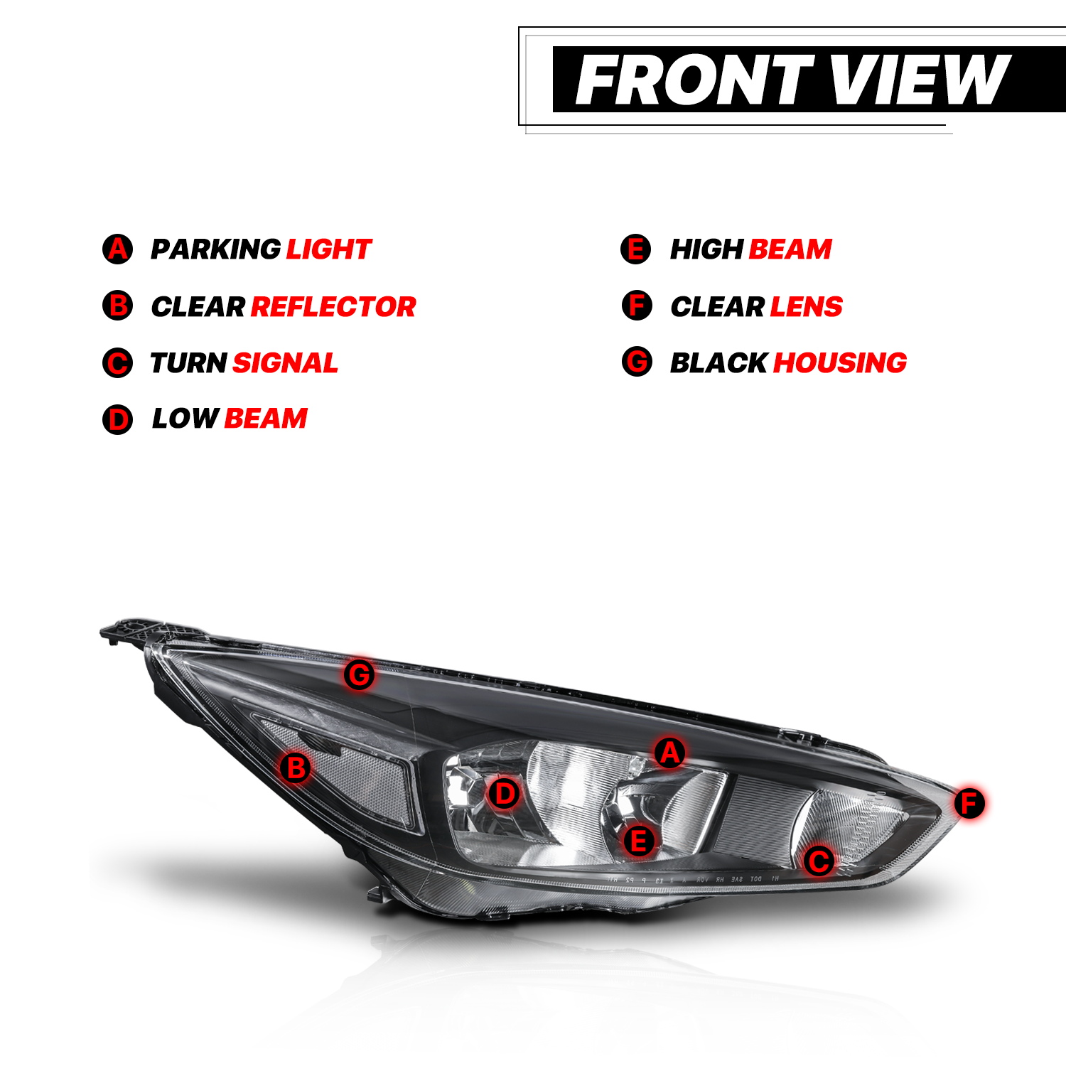 Factory Style Headlights (Black)<br>15-18 Ford Focus S, SE, SEL, Titanium