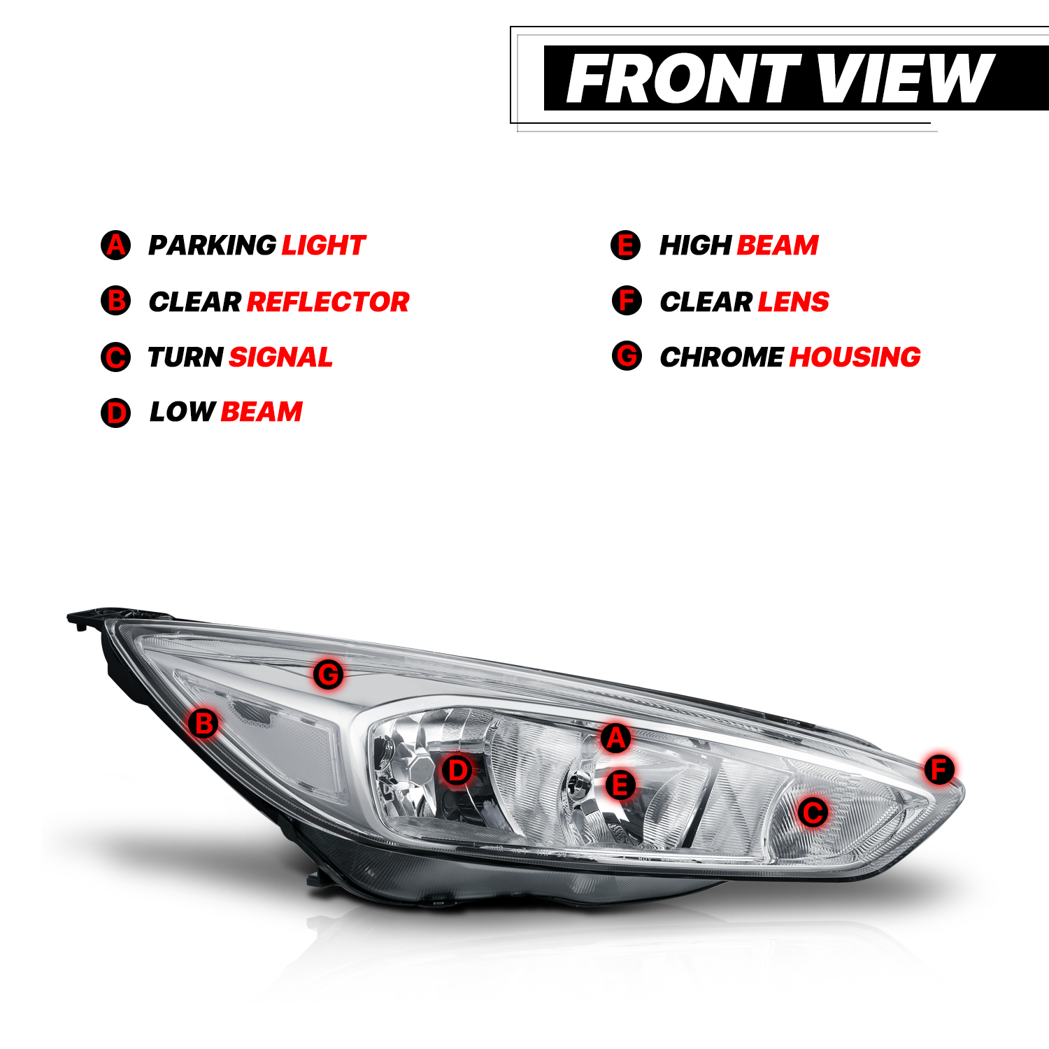 Factory Style Headlights (Chrome)<br>15-18 Ford Focus S, SE, SEL, Titanium