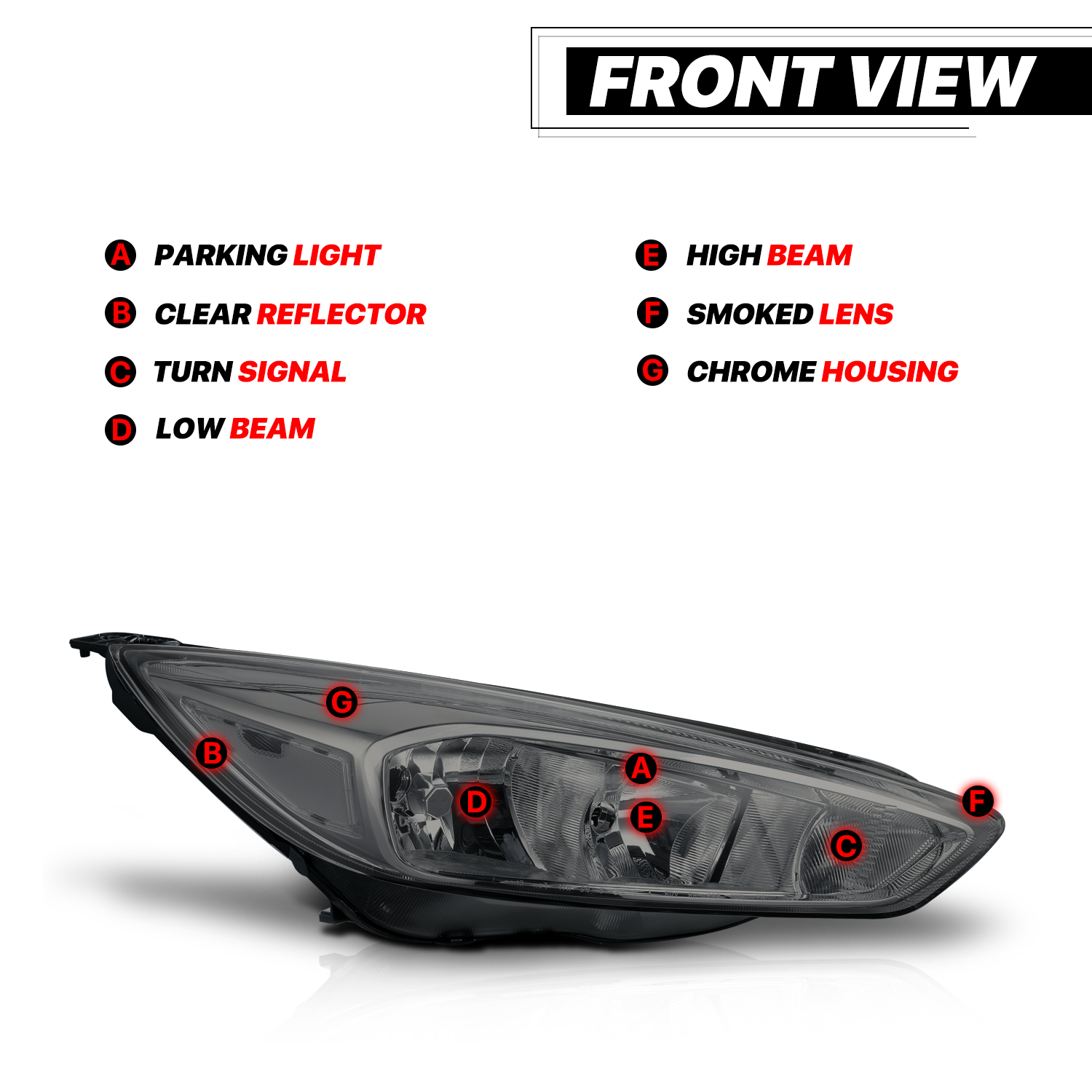 Factory Style Headlights (Smoked)<br>15-18 Ford Focus S, SE, SEL, Titanium