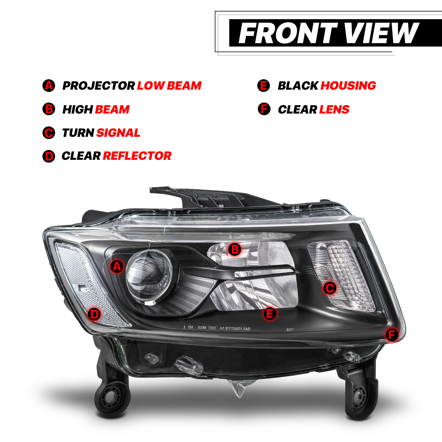 Projector Headlights (Black)<br>14-16 Jeep Grand Cherokee