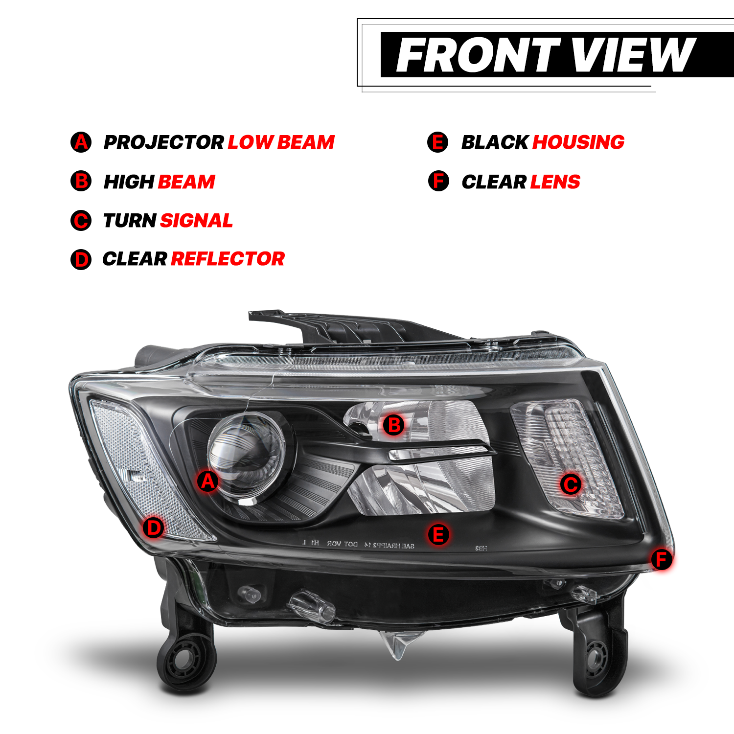 Projector Headlights w/LED Bulbs (Black)<br>14-16 Jeep Grand Cherokee