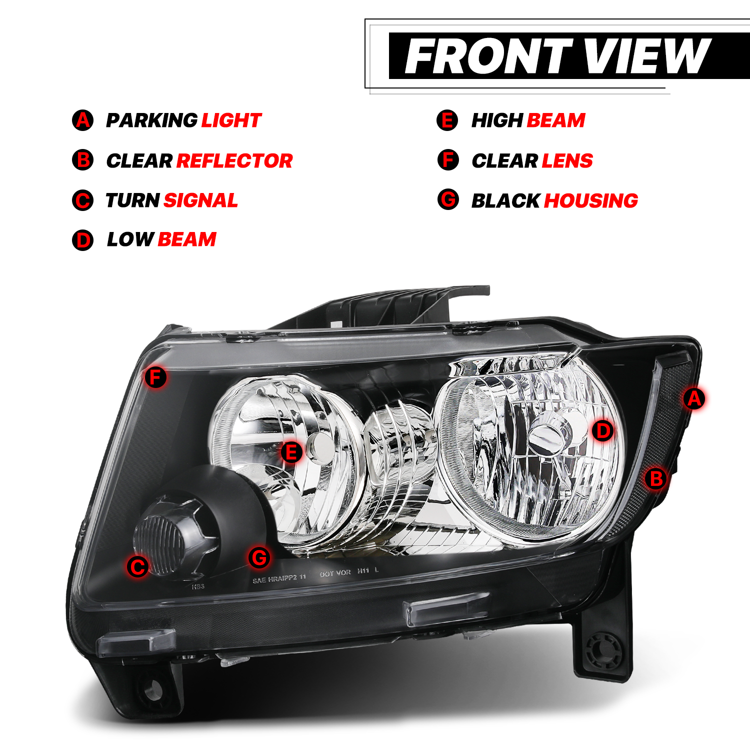 Factory Style Headlights (Black)<br>11-13 Jeep Grand Cherokee