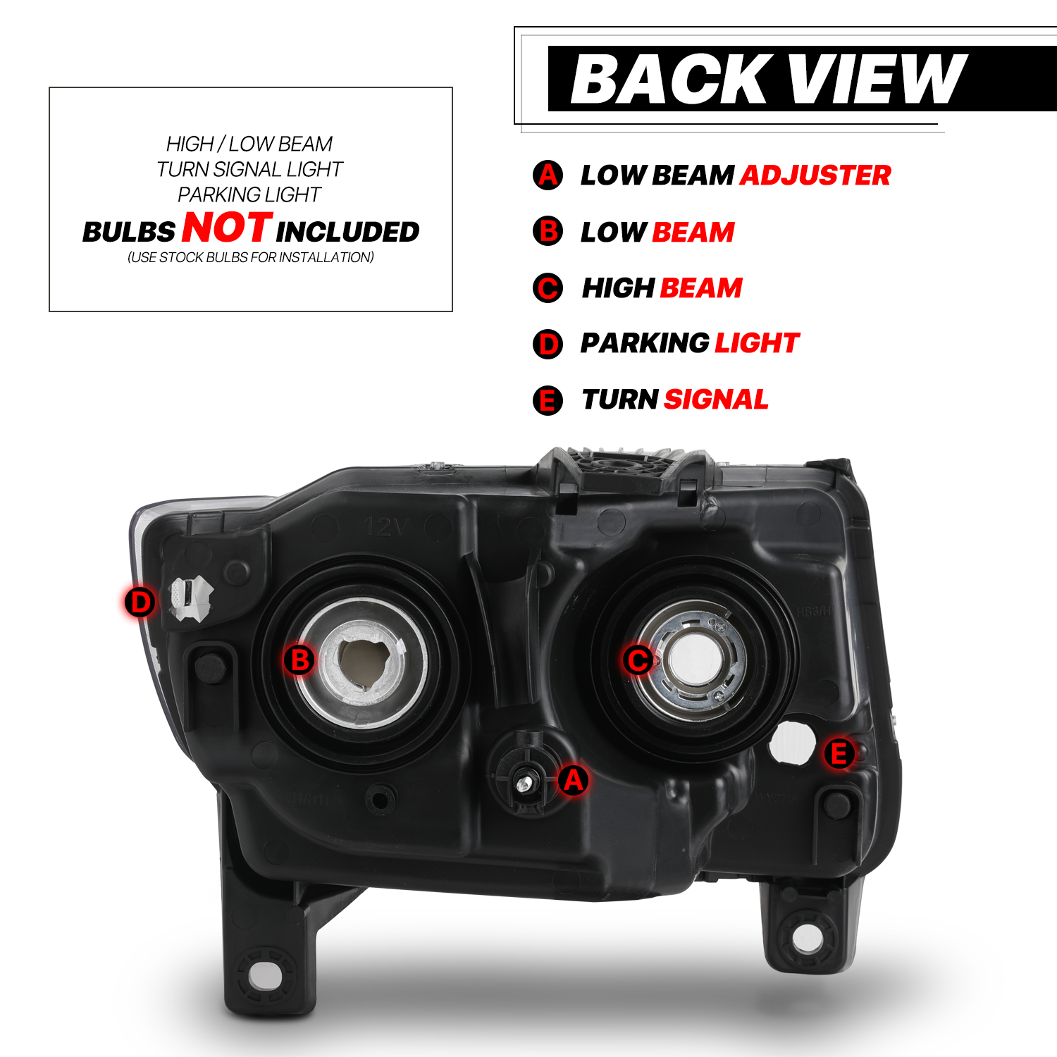 Factory Style Headlights (Black)<br>11-13 Jeep Grand Cherokee