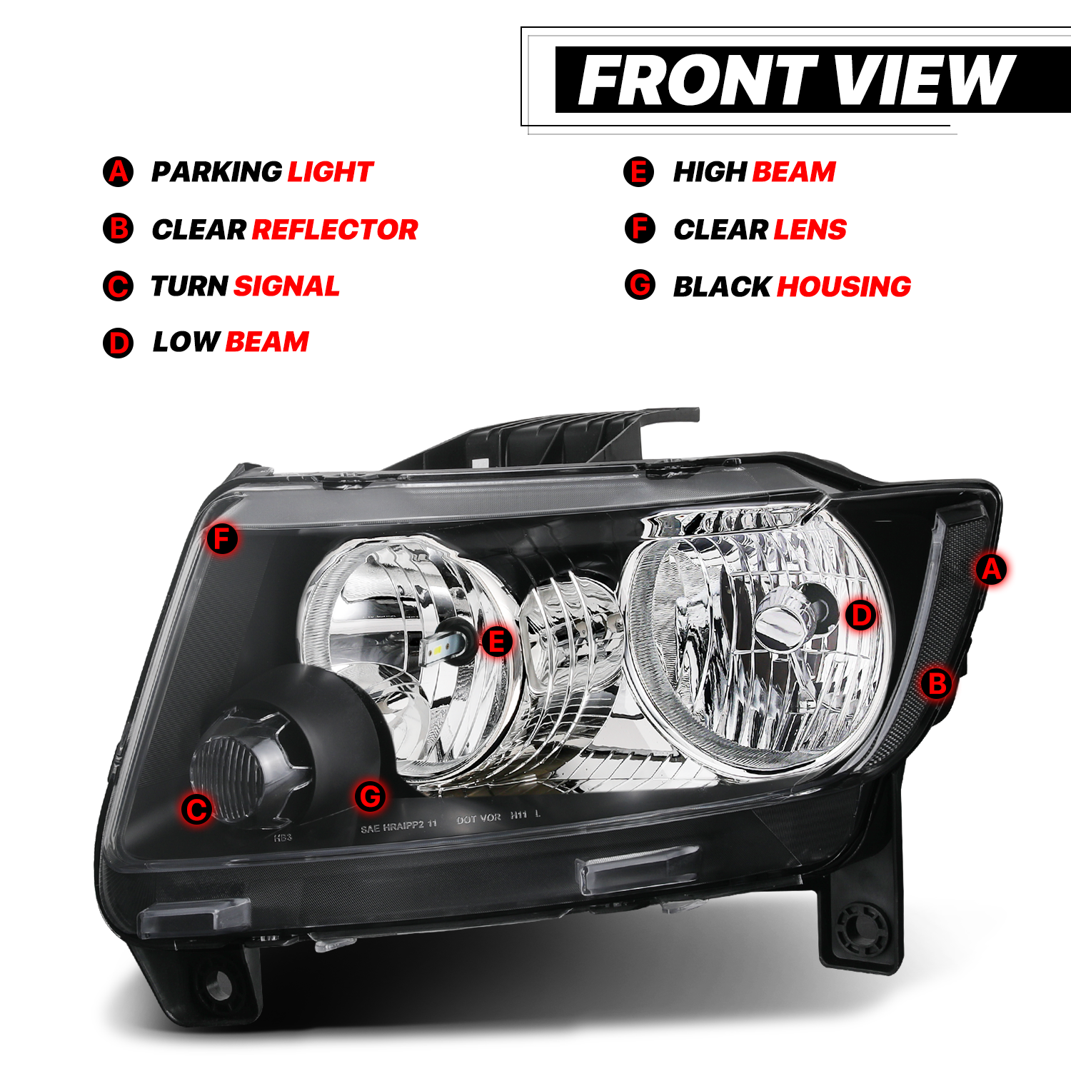 Factory Style Headlights w/LED Bulbs (Black)<br>11-13 Jeep Grand Cherokee