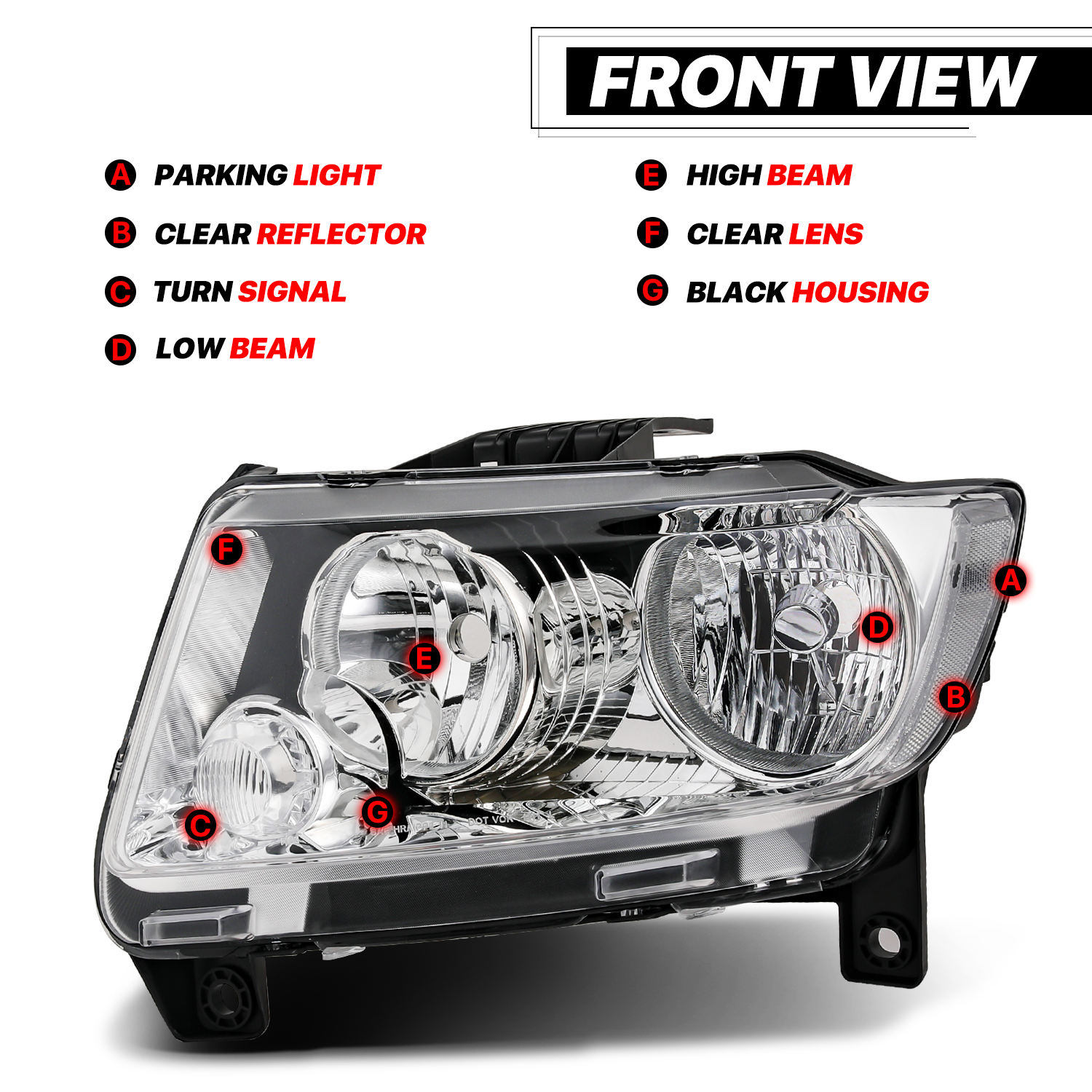 Factory Style Headlights (Chrome)<br>11-13 Jeep Grand Cherokee