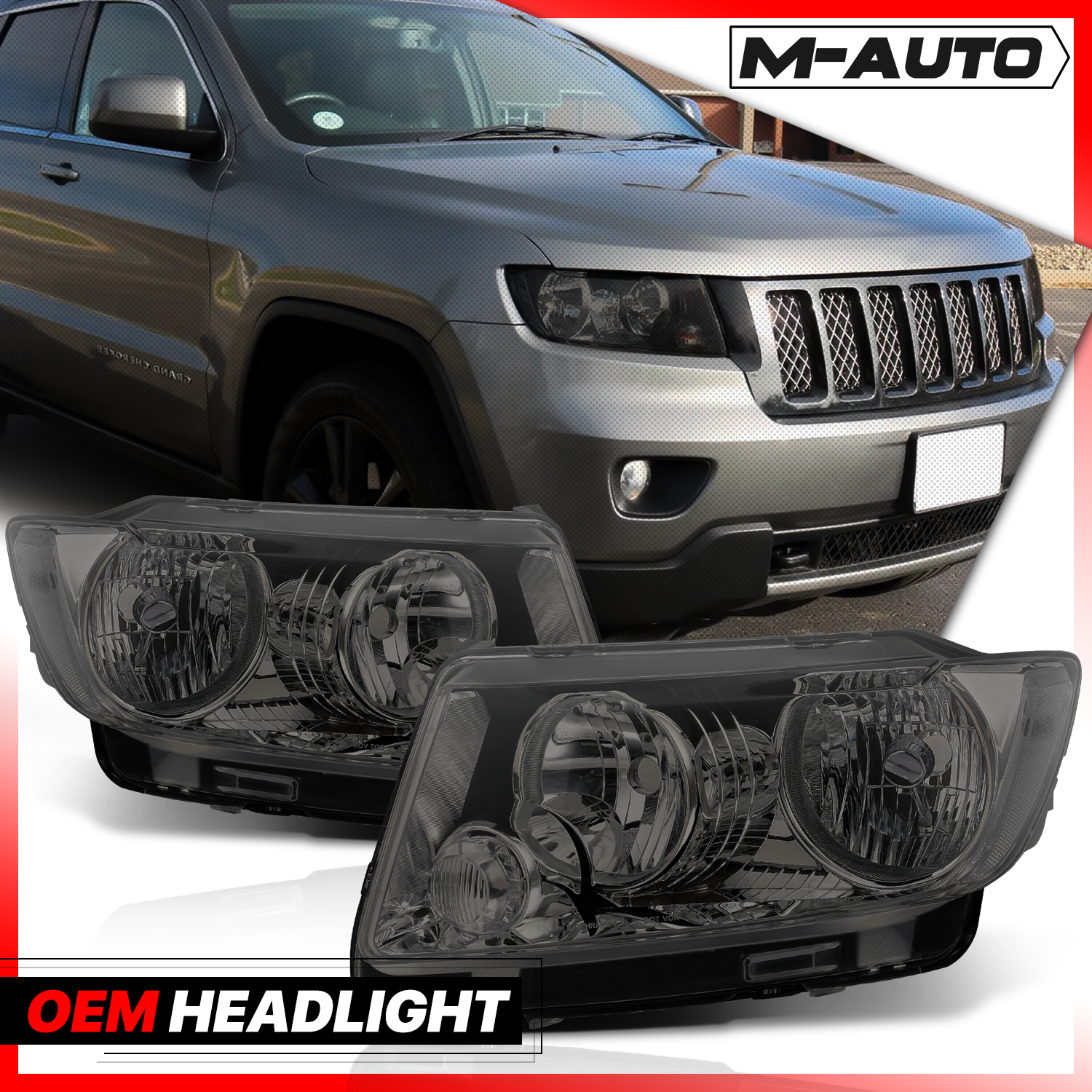 Factory Style Headlights (Smoked)<br>11-13 Jeep Grand Cherokee