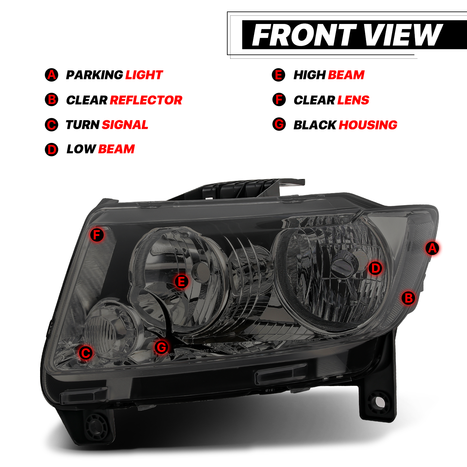 Factory Style Headlights (Smoked)<br>11-13 Jeep Grand Cherokee