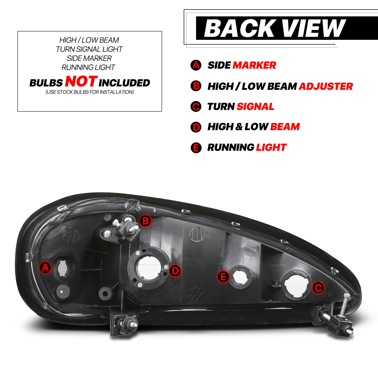 Factory Style Headlights (Black)<br>99-05 Pontiac Grand Am