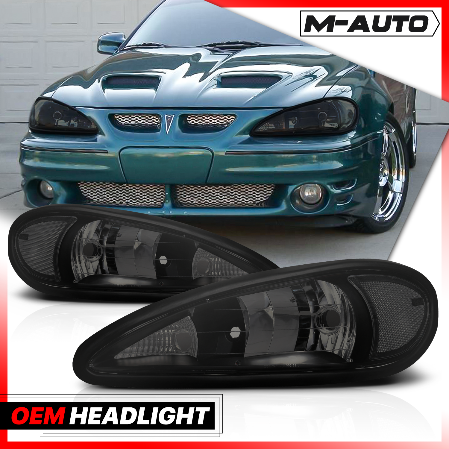 Factory Style Headlights (Smoked)<br>99-05 Pontiac Grand Am