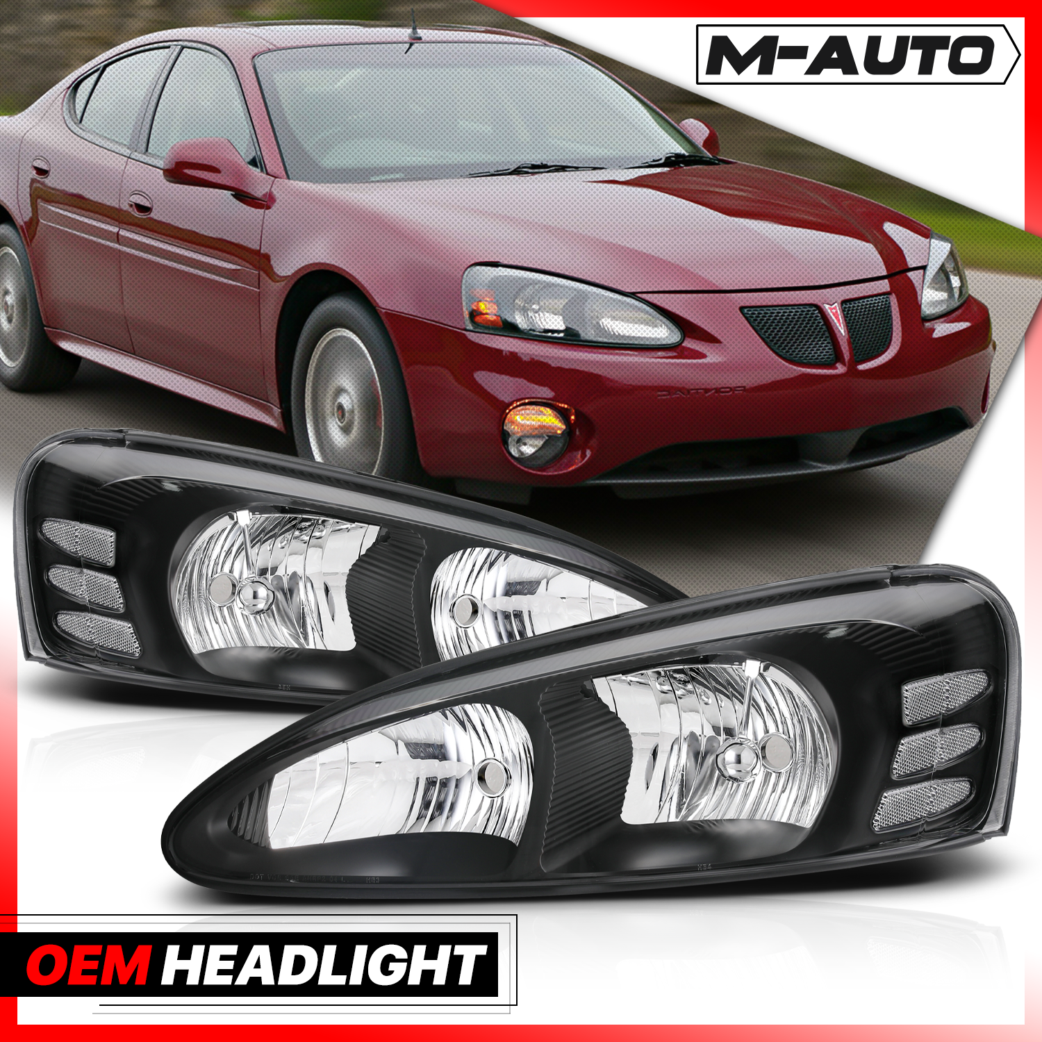 Factory Style Headlights (Black)<br>04-08 Pontiac Grand Prix