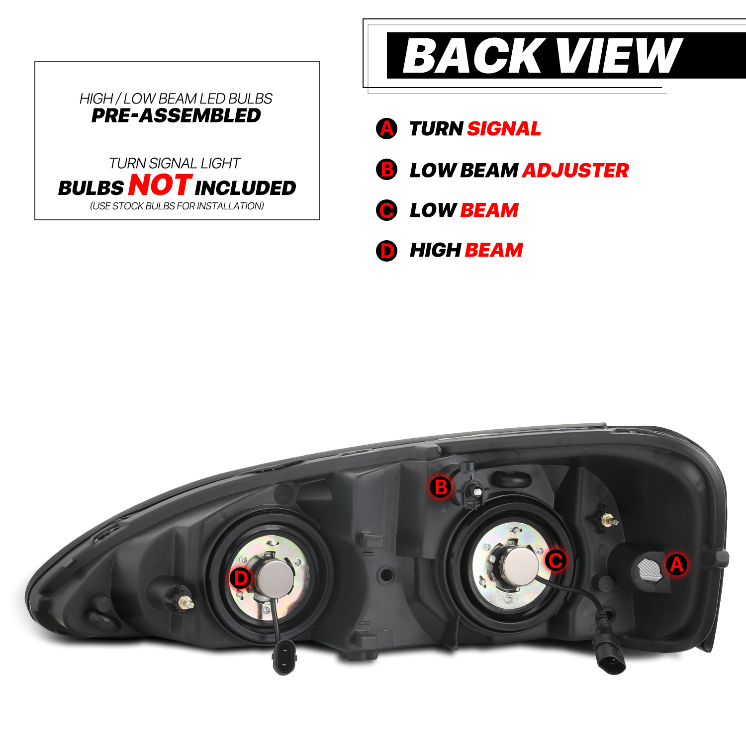 Factory Style Headlights w/LED Bulbs (Black)<br>04-08 Pontiac Grand Prix