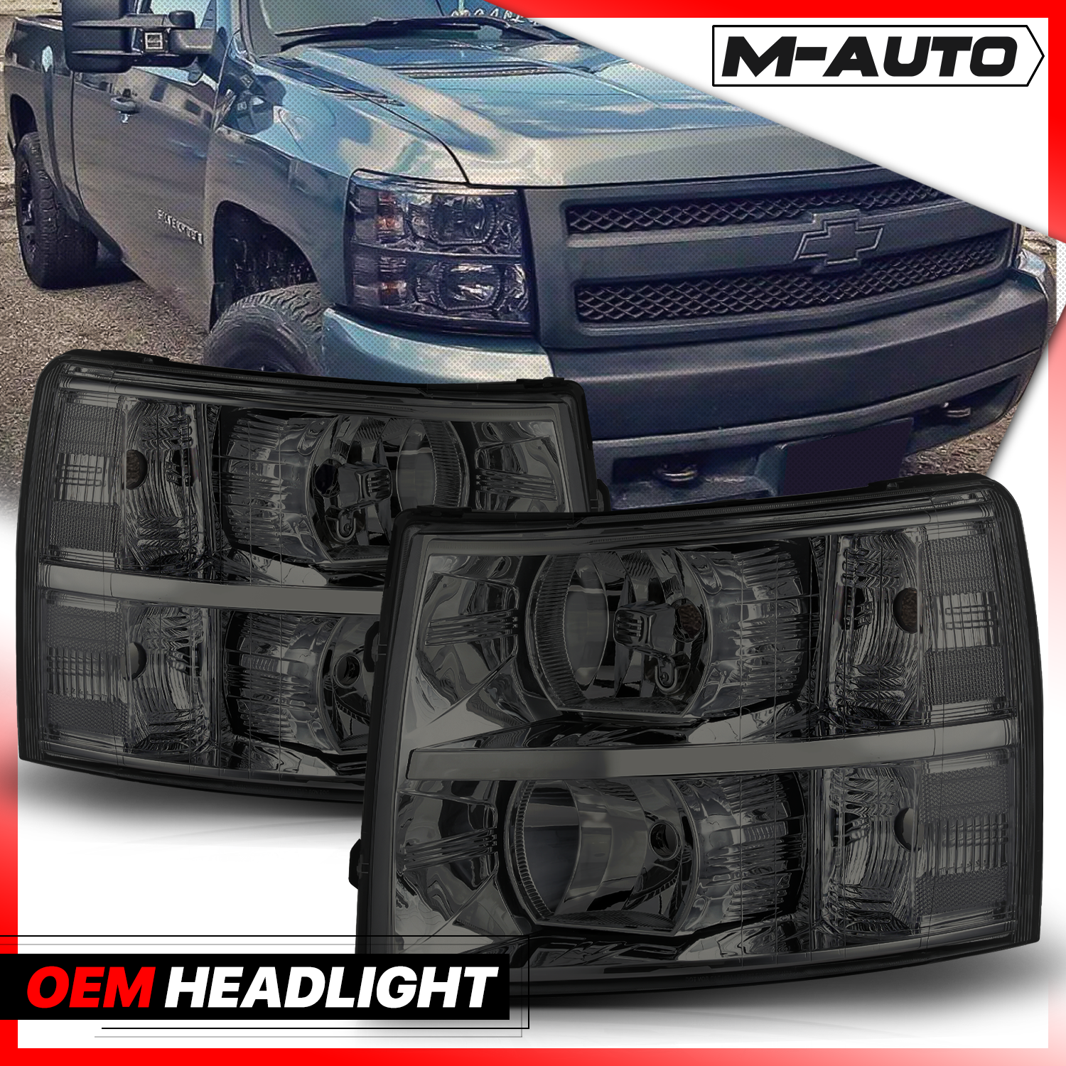 Factory Style Headlights (Smoked)<br>07-14 Chevy Silverado