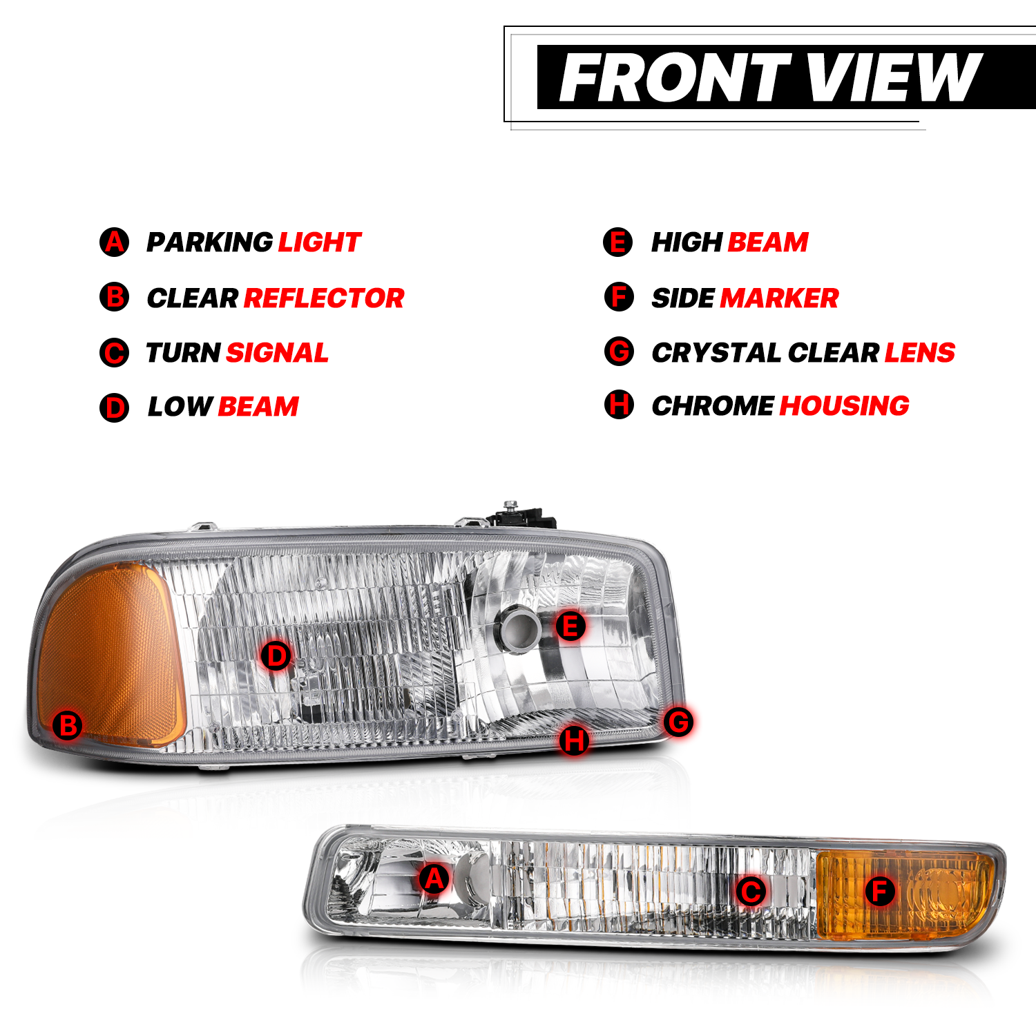 Factory Replacement Headlight<br>99-07 GMC Sierra/Yukon XL