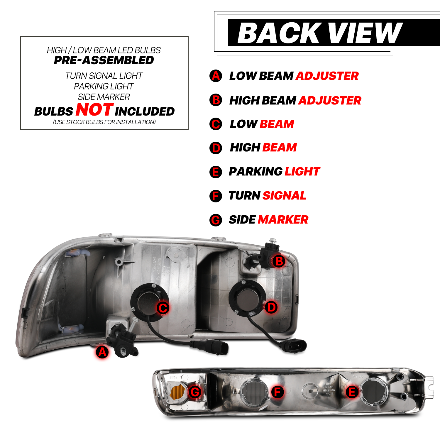 Factory Replacement Headlight w/LED Bulbs<br>99-07 GMC Sierra/Yukon XL