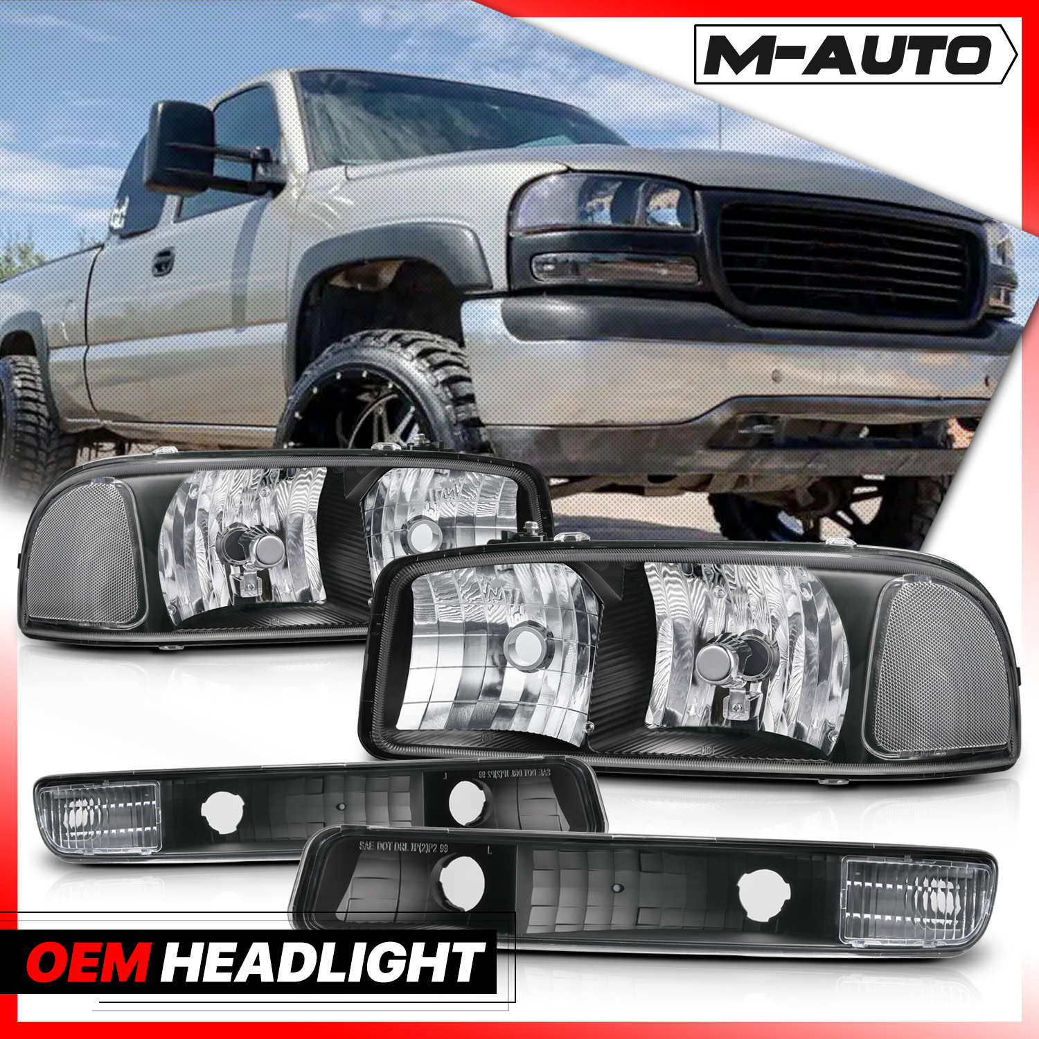 Factory Style Headlights (Black)<br>99-07 GMC Sierra/Yukon XL