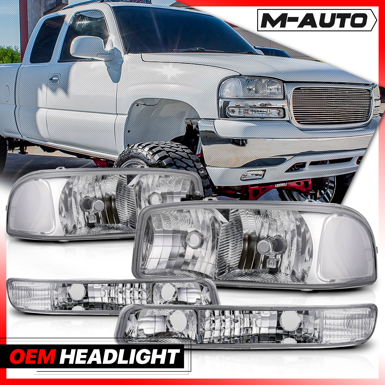 Factory Style Headlights (Chrome)<br>99-07 GMC Sierra/Yukon XL