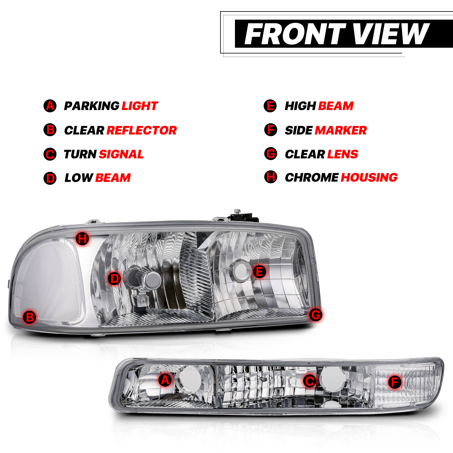 Factory Style Headlights (Chrome)<br>99-07 GMC Sierra/Yukon XL