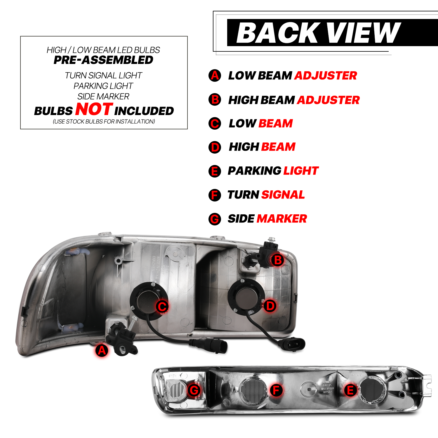 Factory Style Headlights W/LED Bulbs (Chrome)<br>99-07 GMC Sierra/Yukon XL