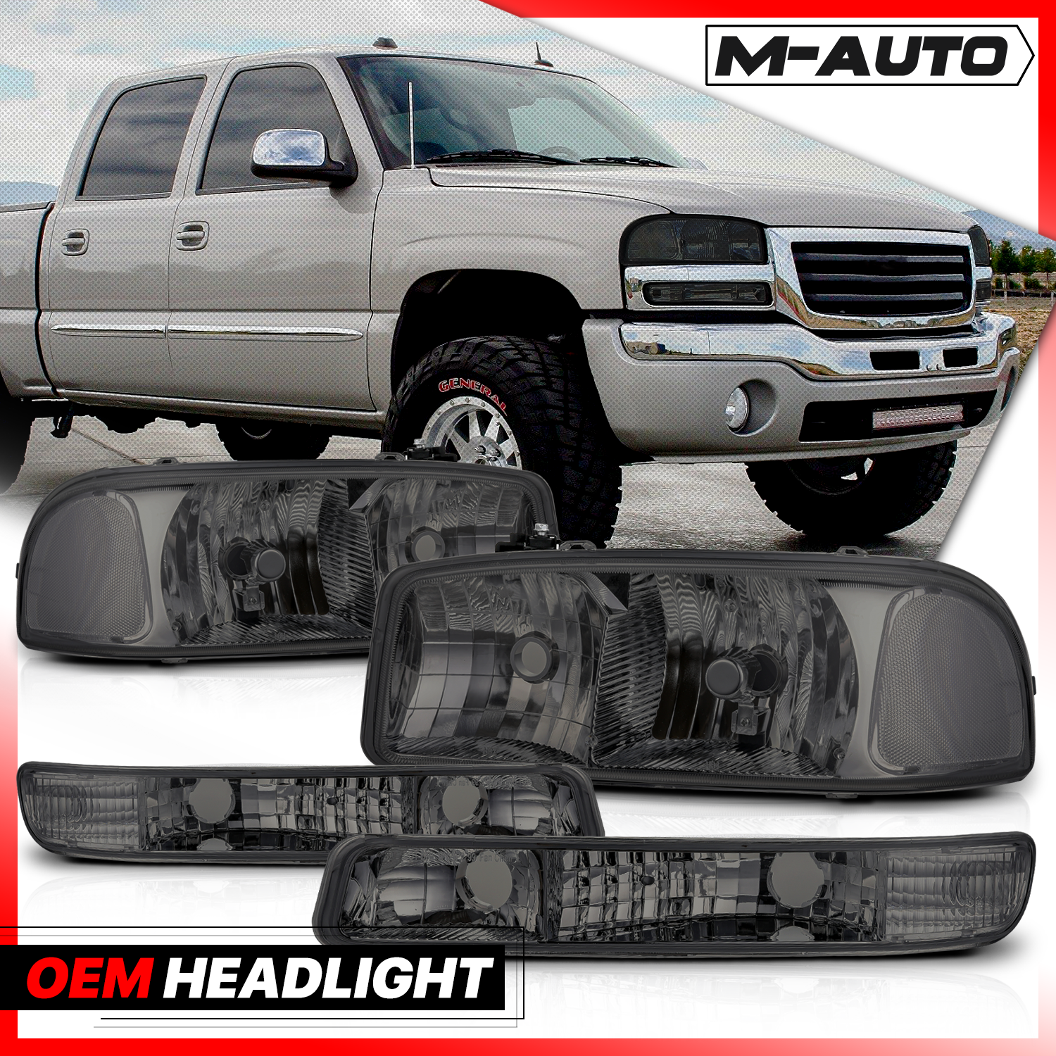 Factory Style Headlights (Smoked)<br>99-07 GMC Sierra/Yukon XL