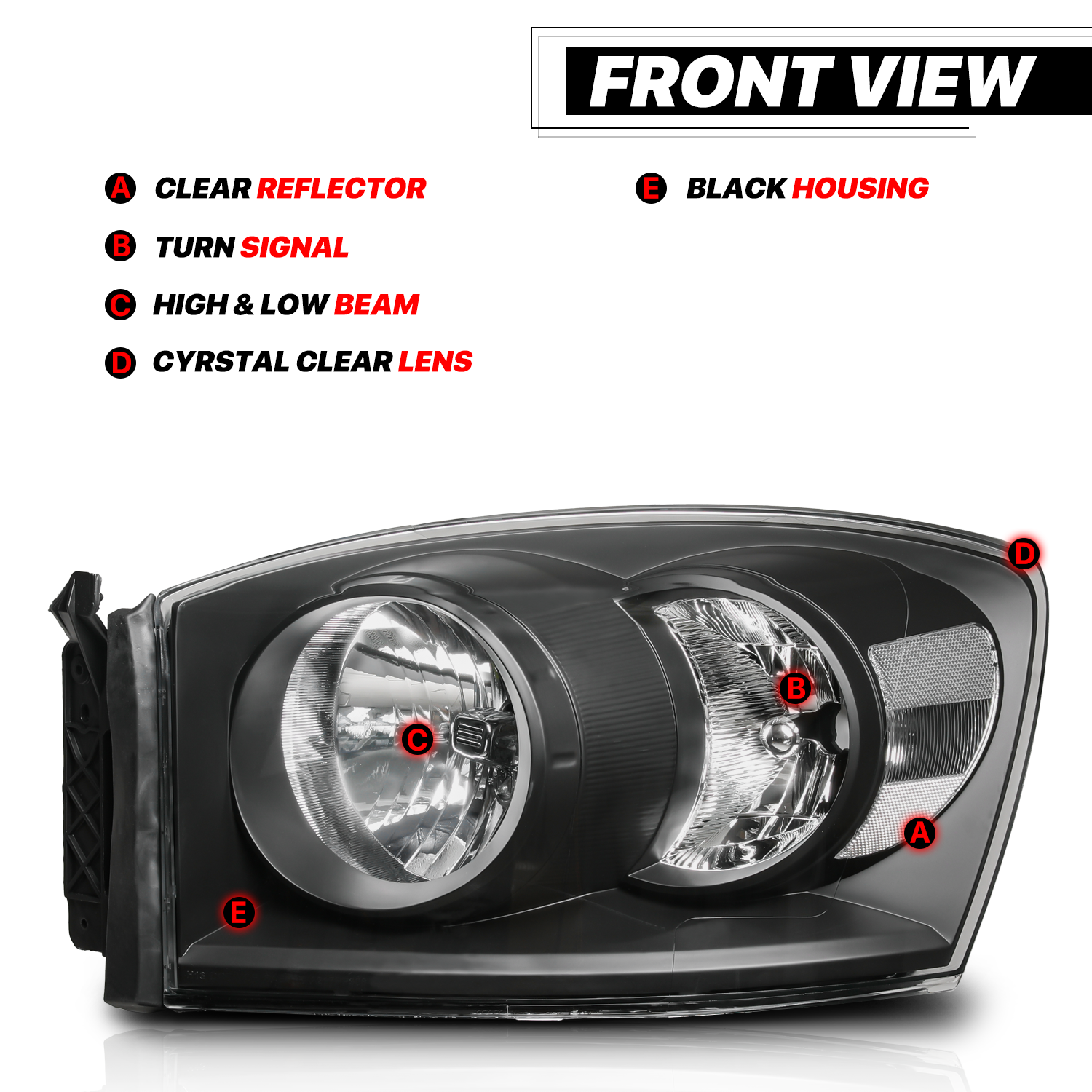 Factory Style Headlights w/LED Bulbs (Black)<br>06-09 Dodge Ram 1500/2500/3500