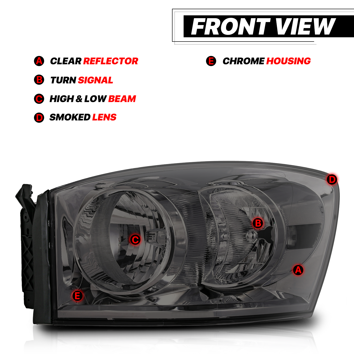 Factory Style Headlights (Smoked)<br>06-09 Dodge Ram 1500/2500/3500