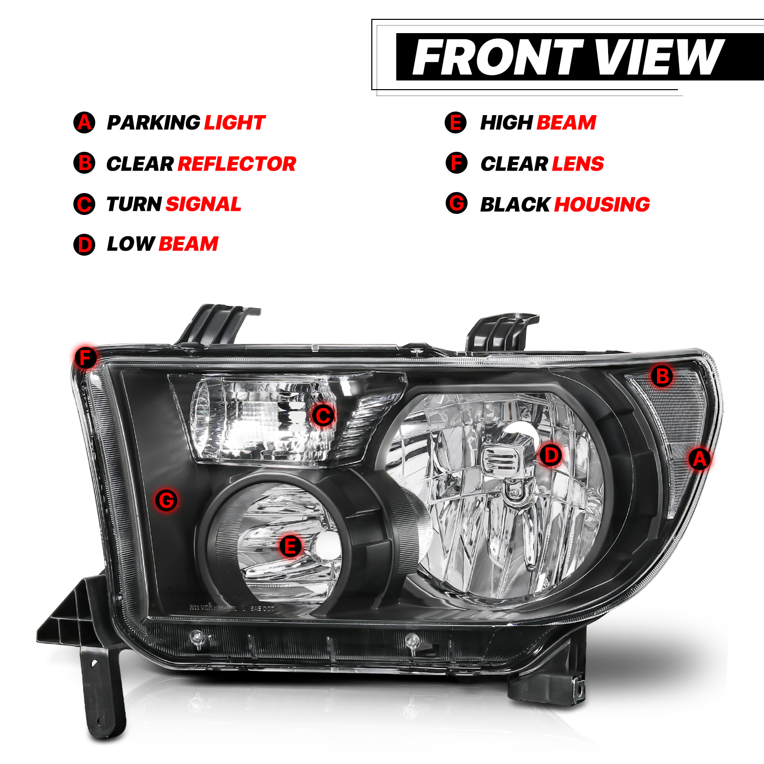 Factory Style Headlights (Black)<br>07-13 Toyota Tundra, 08-17 Sequoia