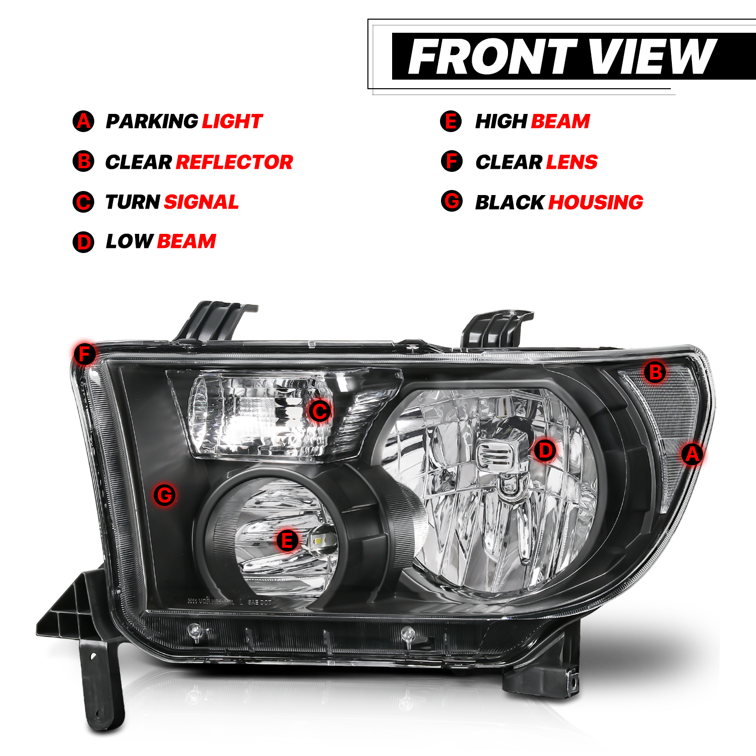 Factory Style Headlights w/LED Bulbs (Black)<br>07-13 Toyota Tundra, 08-17 Sequoia