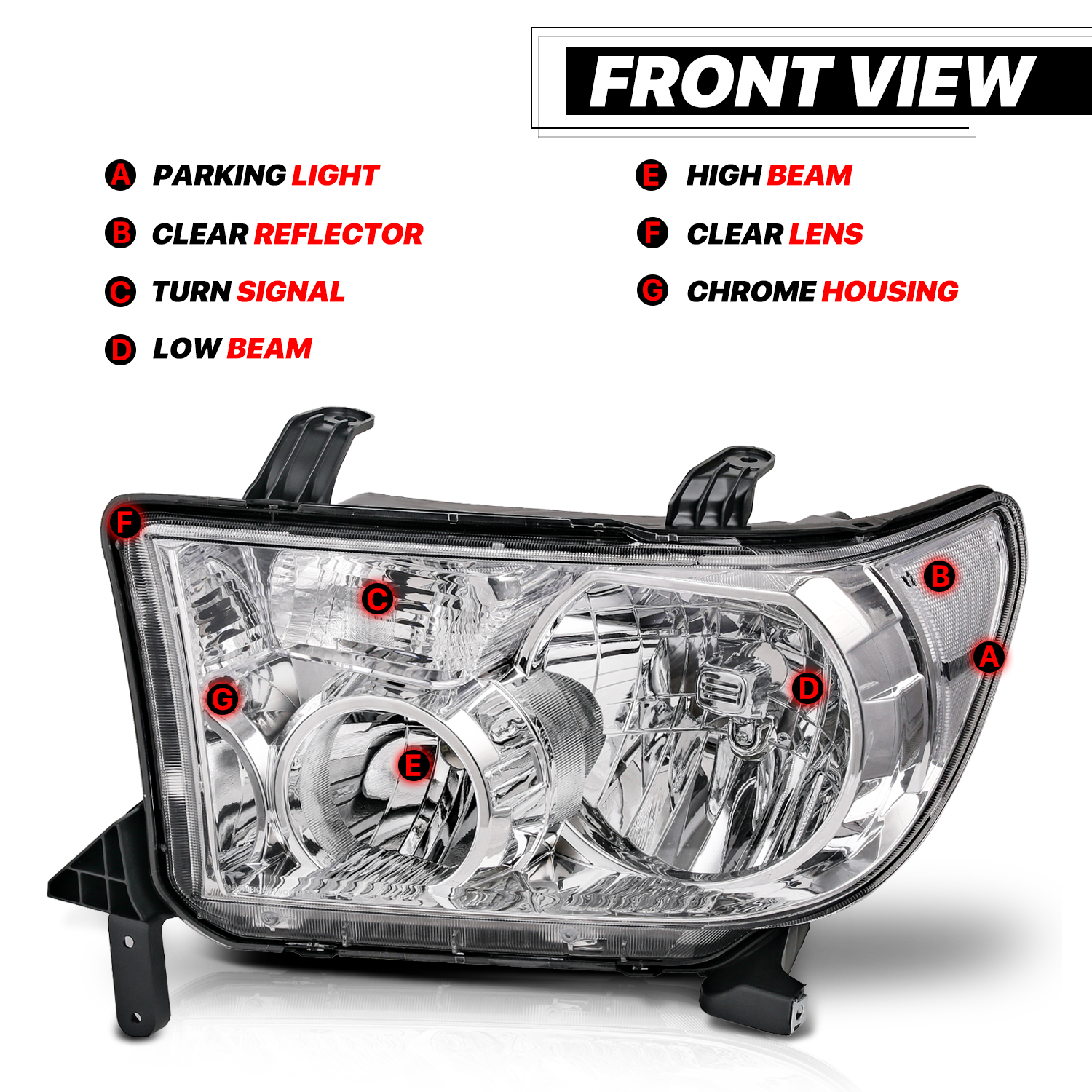 Factory Style Headlights (Chrome)<br>07-13 Toyota Tundra, 08-17 Sequoia