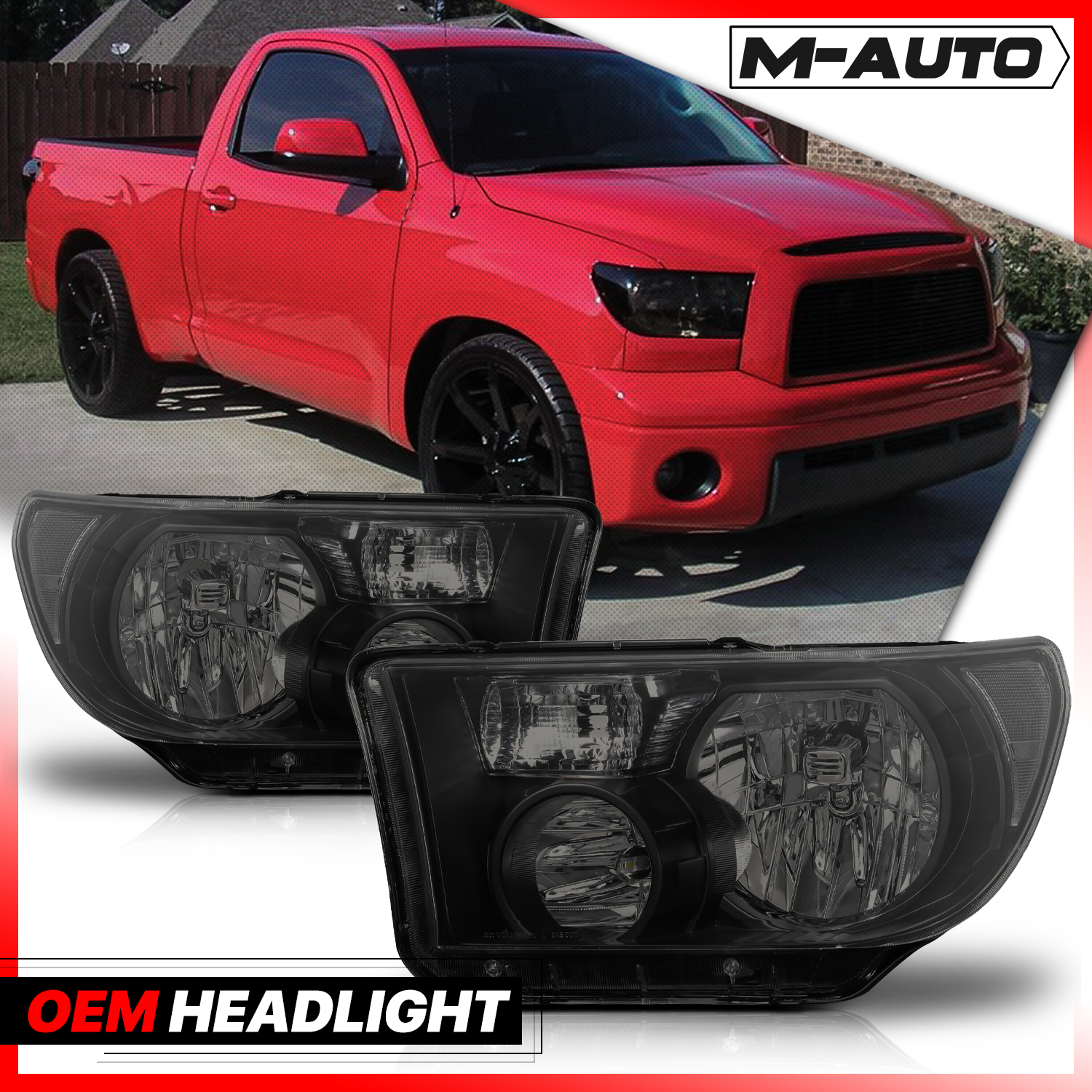 Factory Style Headlights (Smoked)<br>07-13 Toyota Tundra, 08-17 Sequoia